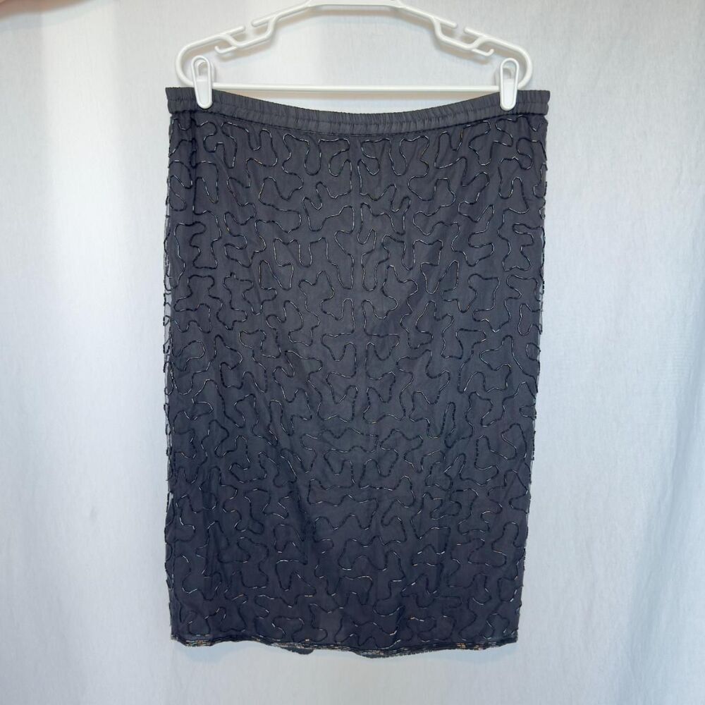 Vintage Beaded Handmade Mini Skirt \ 80s Royal Feelings Black Pure Silk Skirt